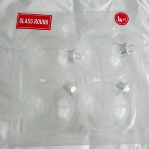 Clear Glass Round Ornaments Set